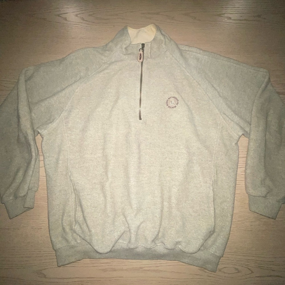 Straight Down Golf Pullover Mens [L] Gray Fleece 1/4 Zip Sodus Bay Heights